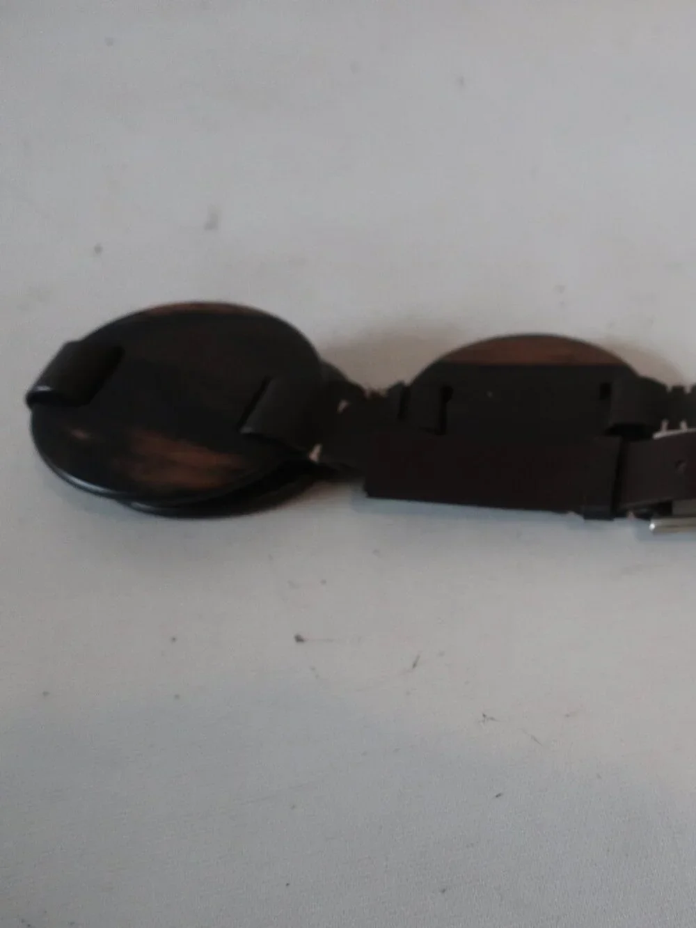 Womens Michael Kors Dark Brown (Item-5) Leather Wood Disc Waist Belt M-L